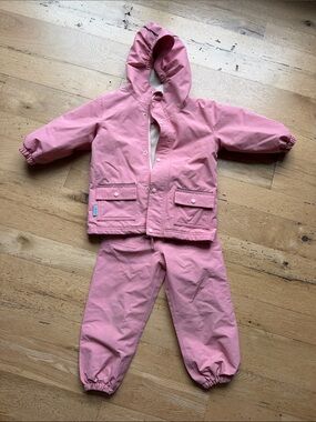 Kids Waterproof Hooded Rain Jacket and Pants - Pink
